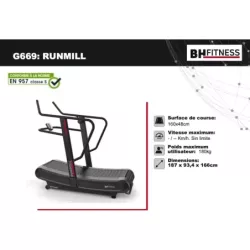 Tapis de Course G669 RUNMILL Incurvé BH Fitness
